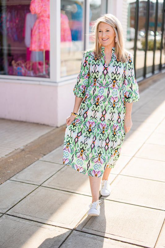 TAMMY DRESS - IKAT WATERCOLOR