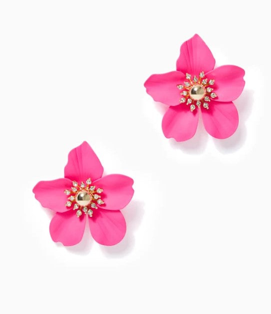 OVERSIZED ORCHID EARRINGS - AURA PINK