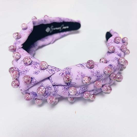 Purple Floral Beaded Headband