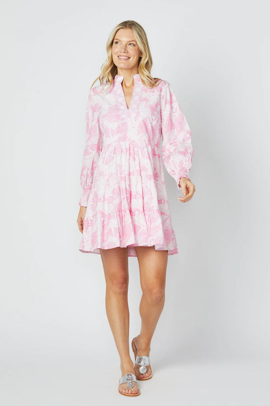 Long Sleeve Tunic Dress - CK Bradley Pink Print