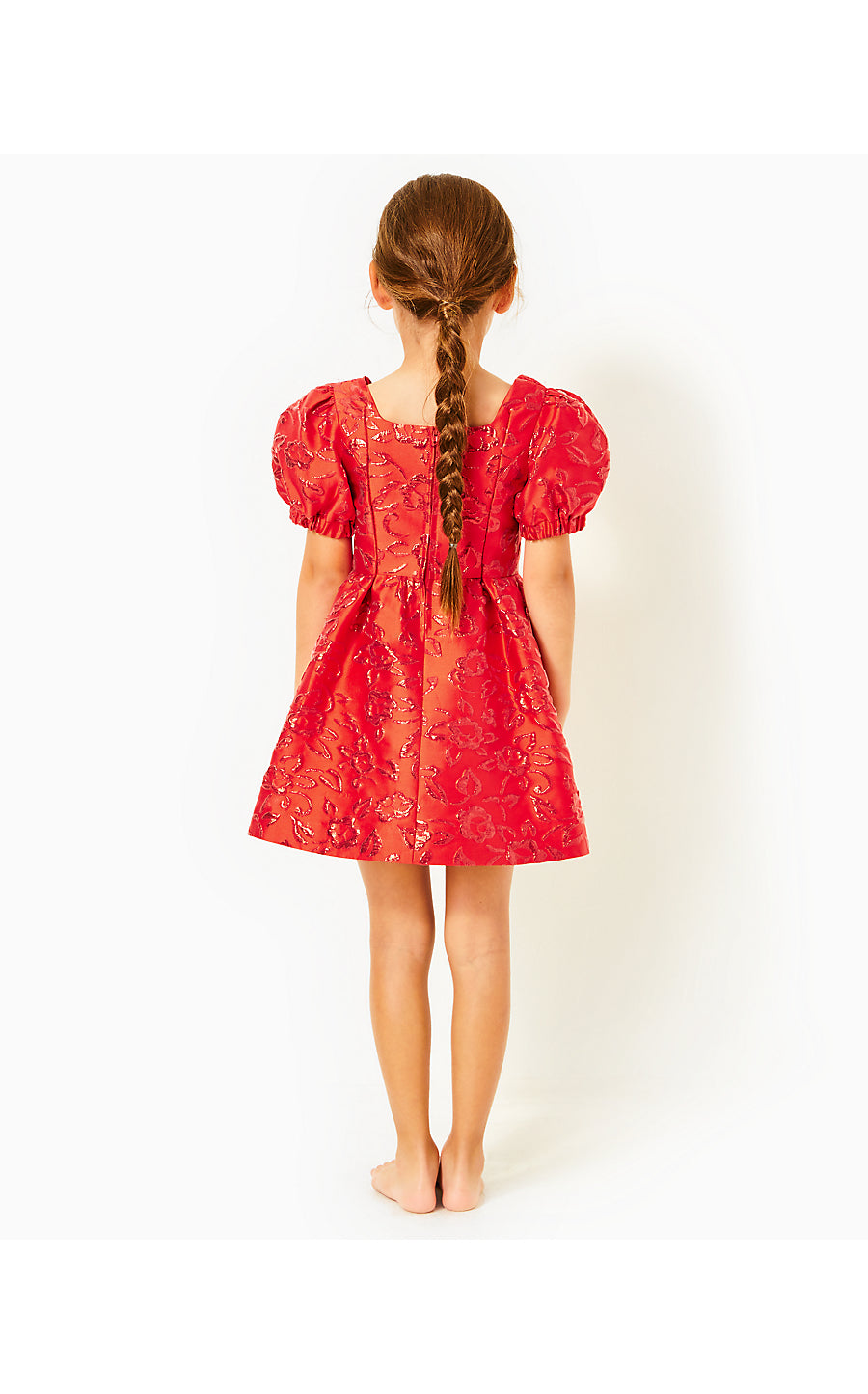 ALANNAH DRESS - AMARYLLIS RED FLORAL BROCADE