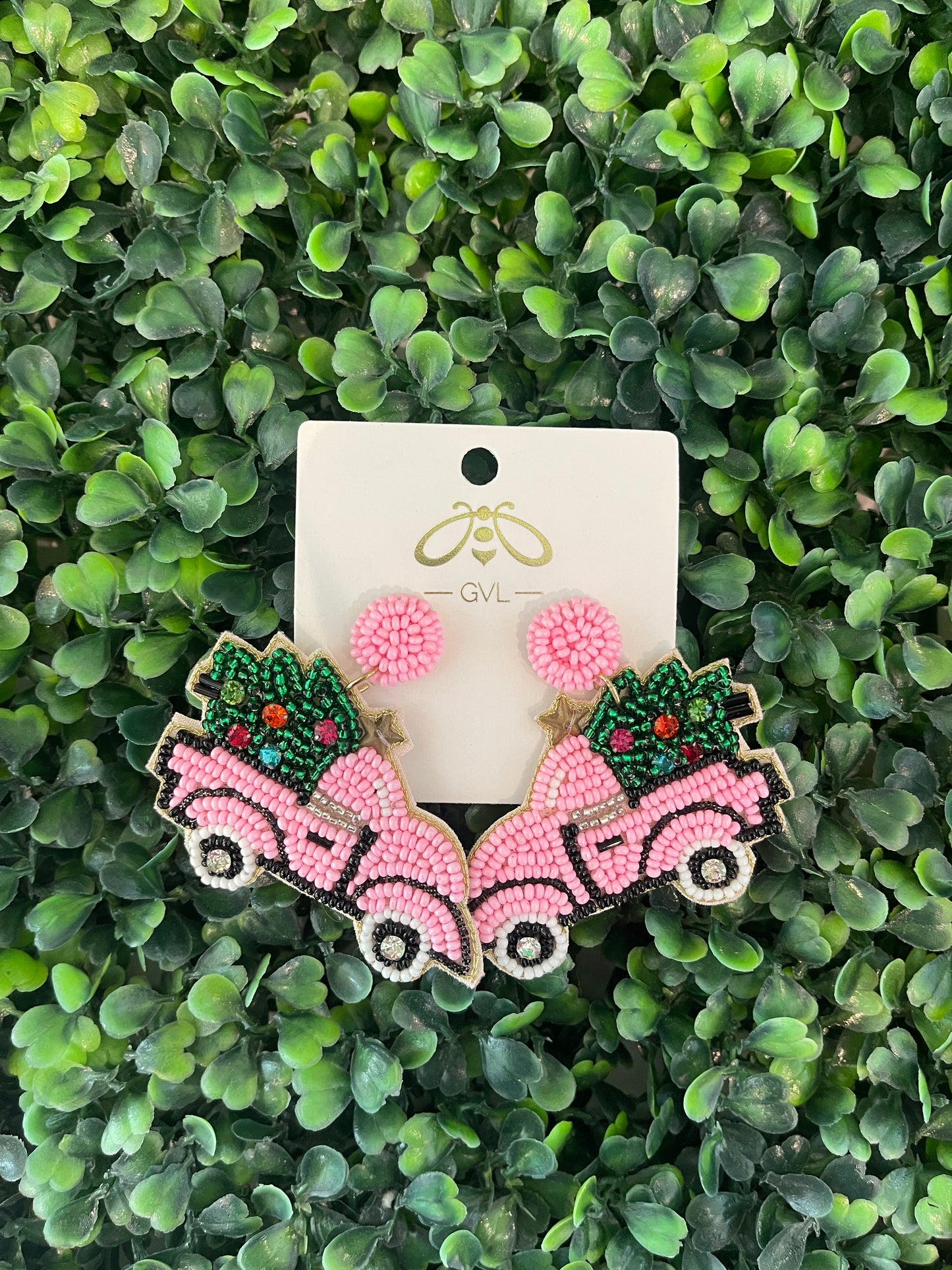 PINK CHRISTMAS TRUCK EARRINGS