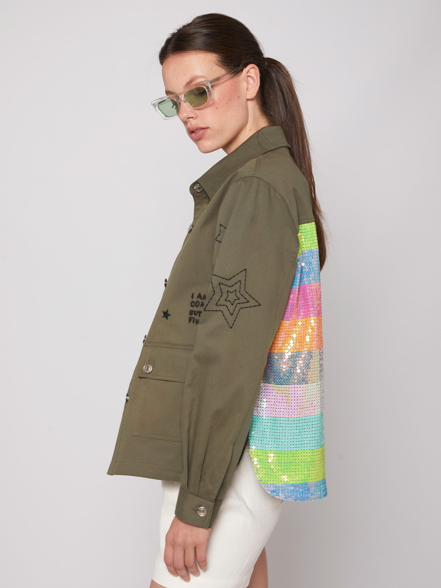 Olivia Jacket - Embroidered/Sequins Stripe