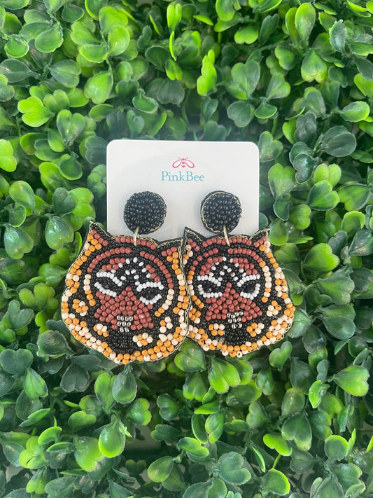 BEAEDED TIGER EARRINGS