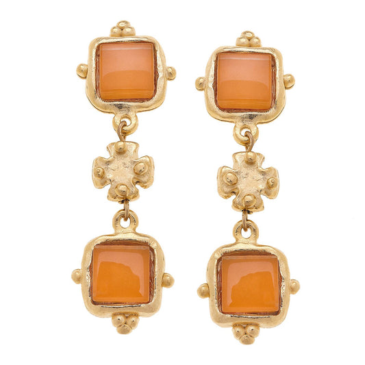 Charlotte Orange French Glass Tier Earrings