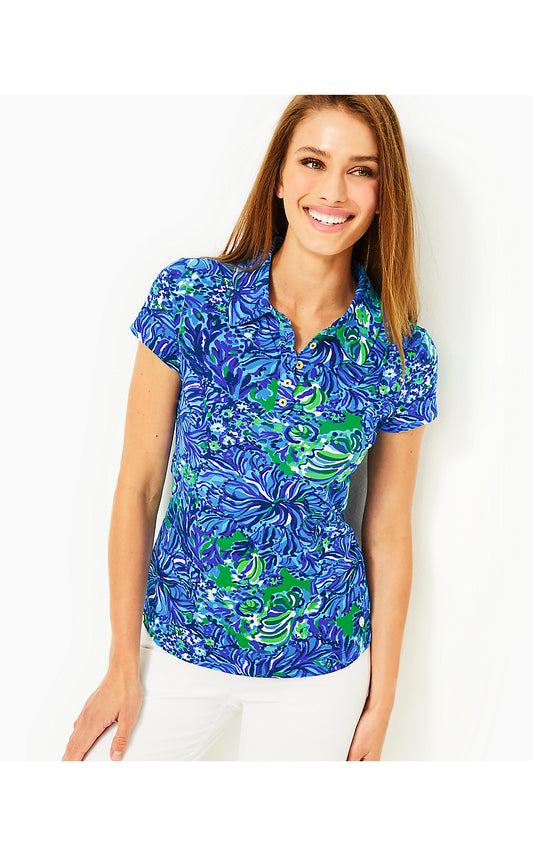 FRIDA SCALLOP POLO UPF 50 - ABACO BLUE - IN TURTLE AWE