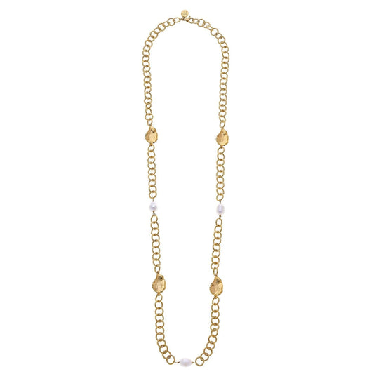 Long Oyster + Pearl Chain Necklace