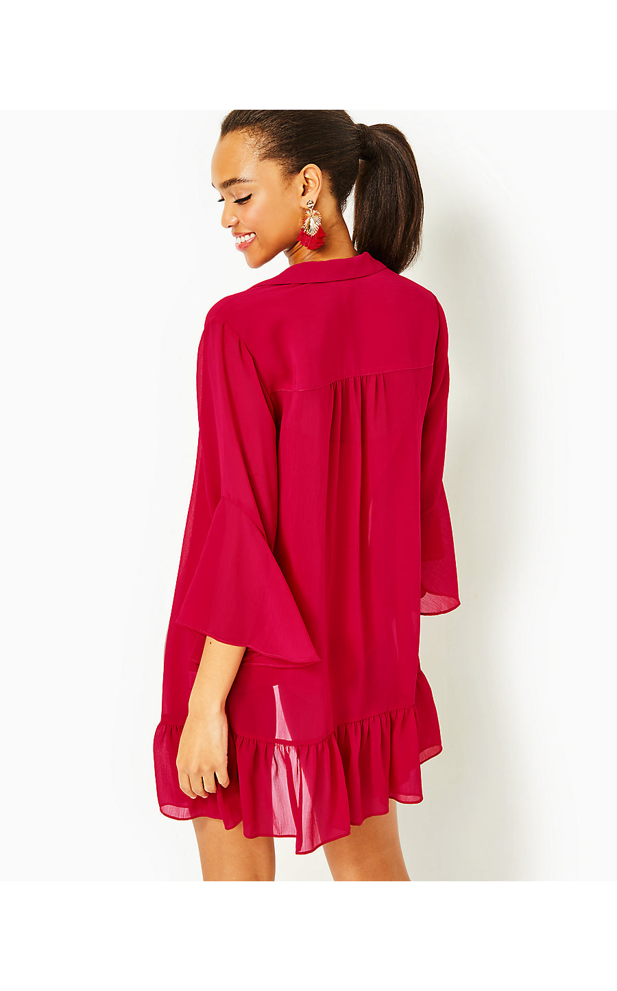 LINLEY COLLARED COVERUP - POINSETTIA RED