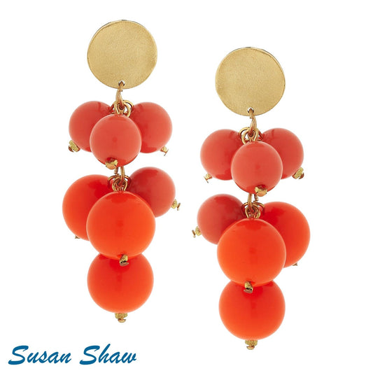 ORANGE  BALL EARRINGS