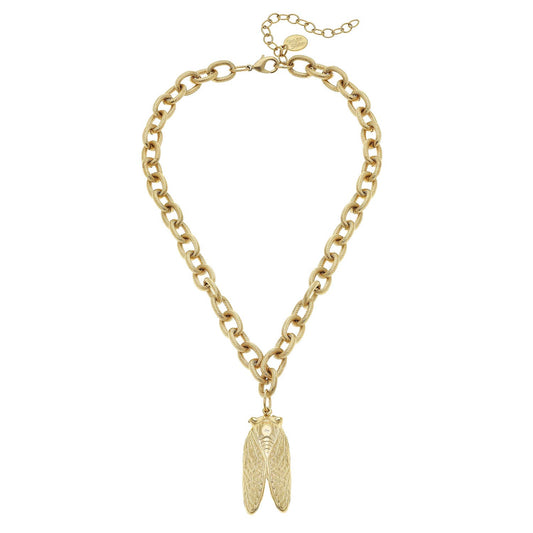 Gold Cicada Chain Necklace