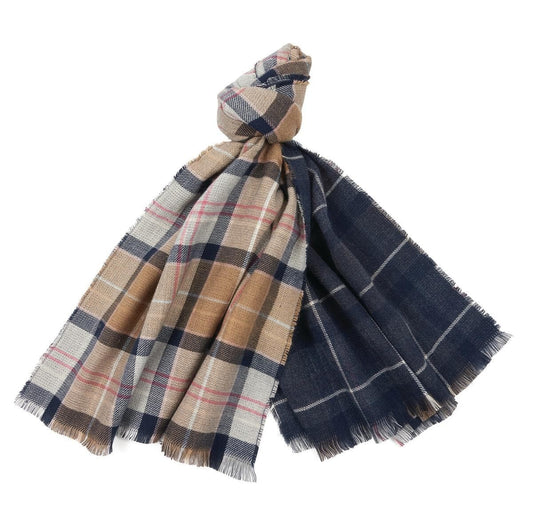 Barbour Montieth Reversible Tartan Wrap Pink/Hessian