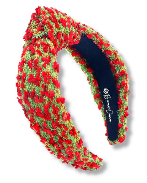 GREEN AND RED TEXTURED WOVEN HEADBAND