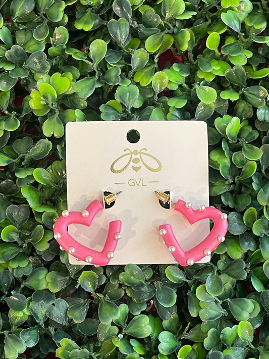 HEART HOOPS - SMALL PINK