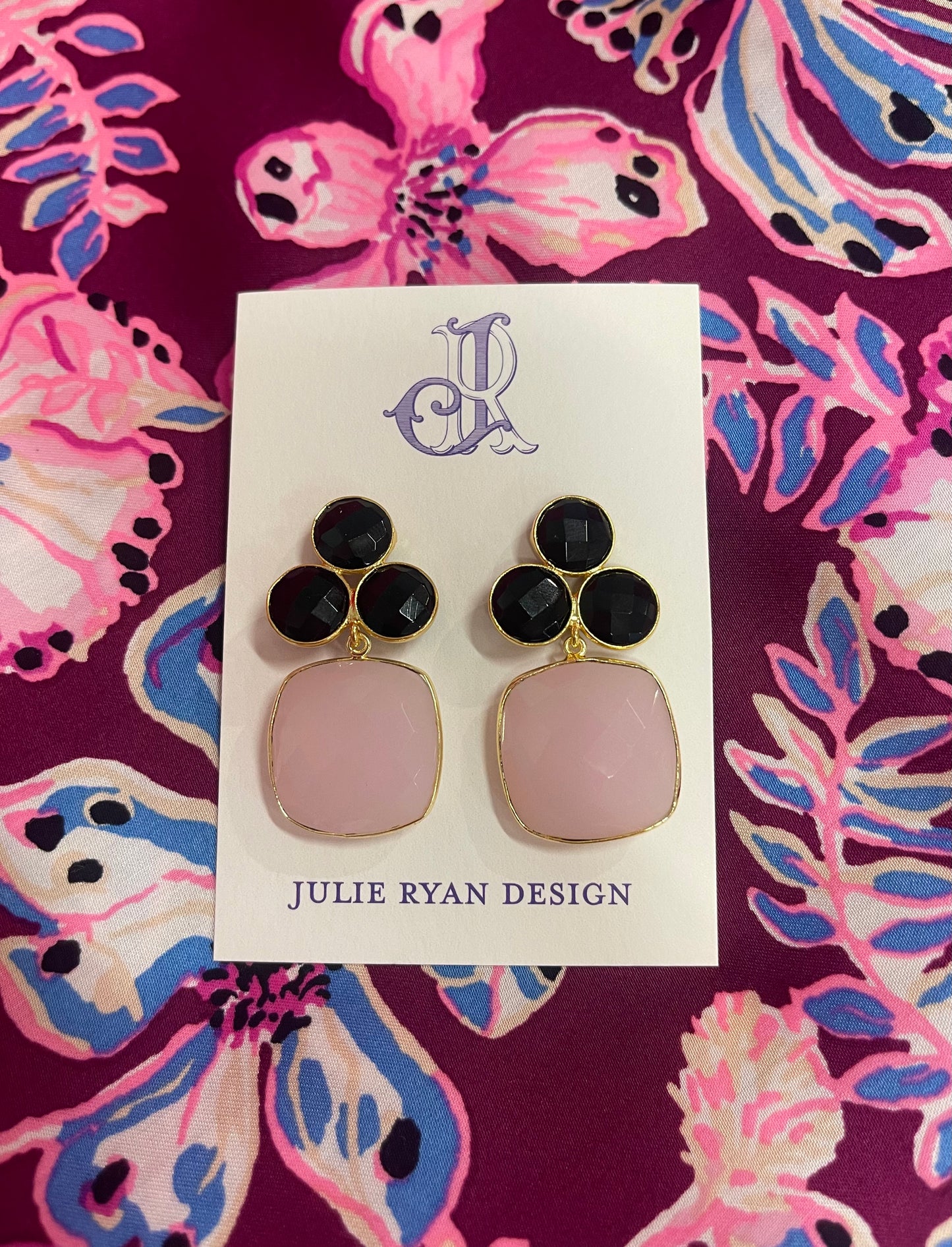 MARGOT EARRINGS - PINK/BLACK