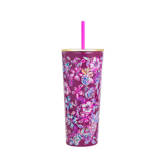TUMBLER WITH STRAW - TROPICAL WITH A TWIST