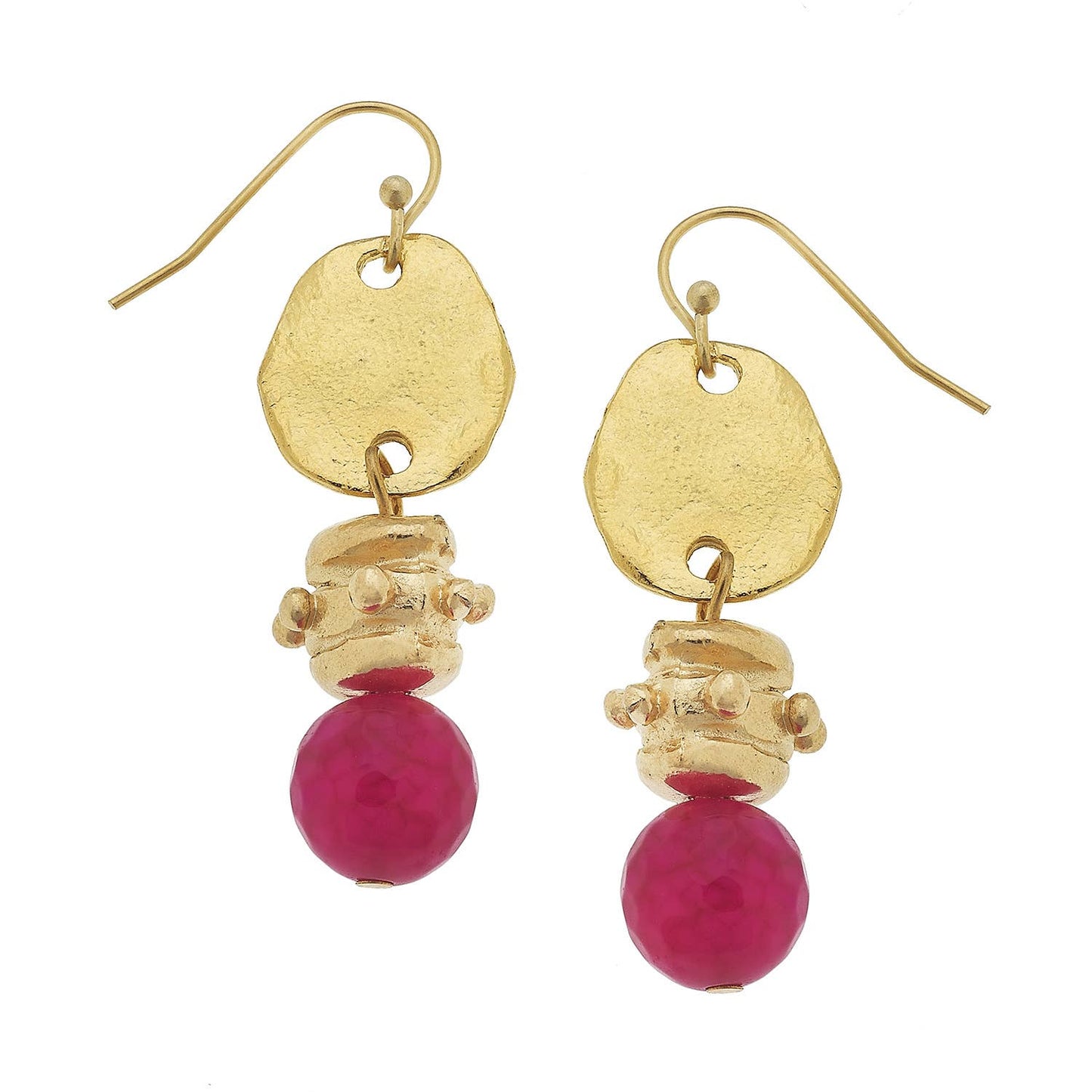 Bentley Earrings - Pink Agate Earrings