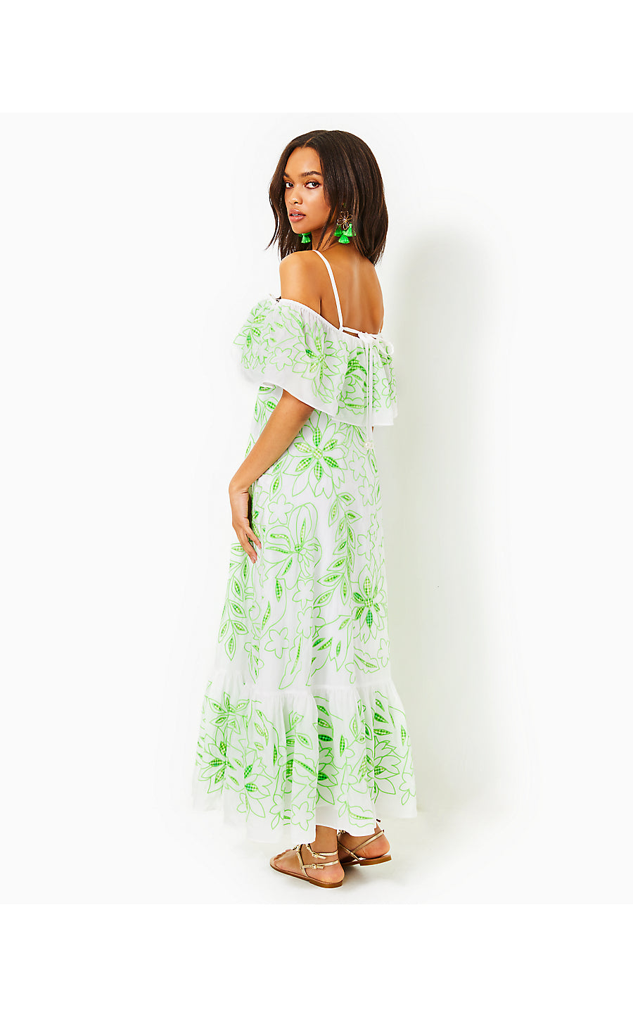 QUINLEE MAXI DRESS - ORB GREEN VISCOSE ORGANZA