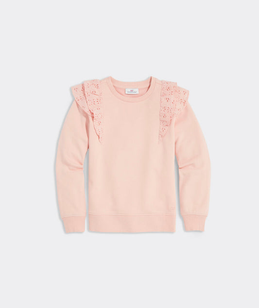 Girls' Eyelet-Sleeve Sweatshirt - Pink Blossom