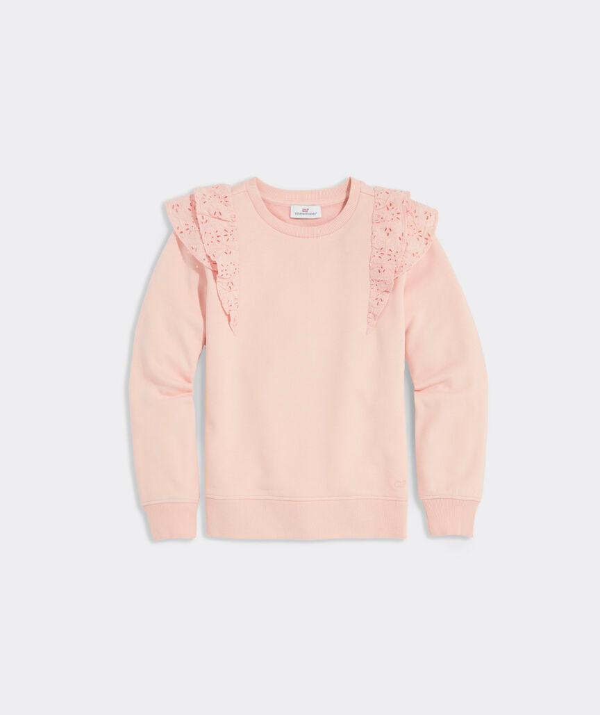 Girls' Eyelet-Sleeve Sweatshirt - Pink Blossom