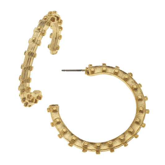 Gold Studded Hoop Earrings