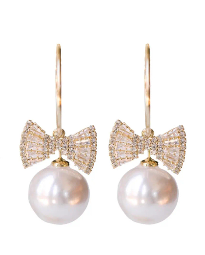 BOW TIE PEARL EARRINGS