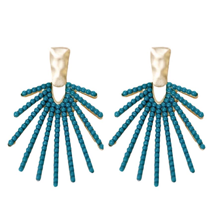 Sunburst Statement Drop Earrings - Dark Turquoise