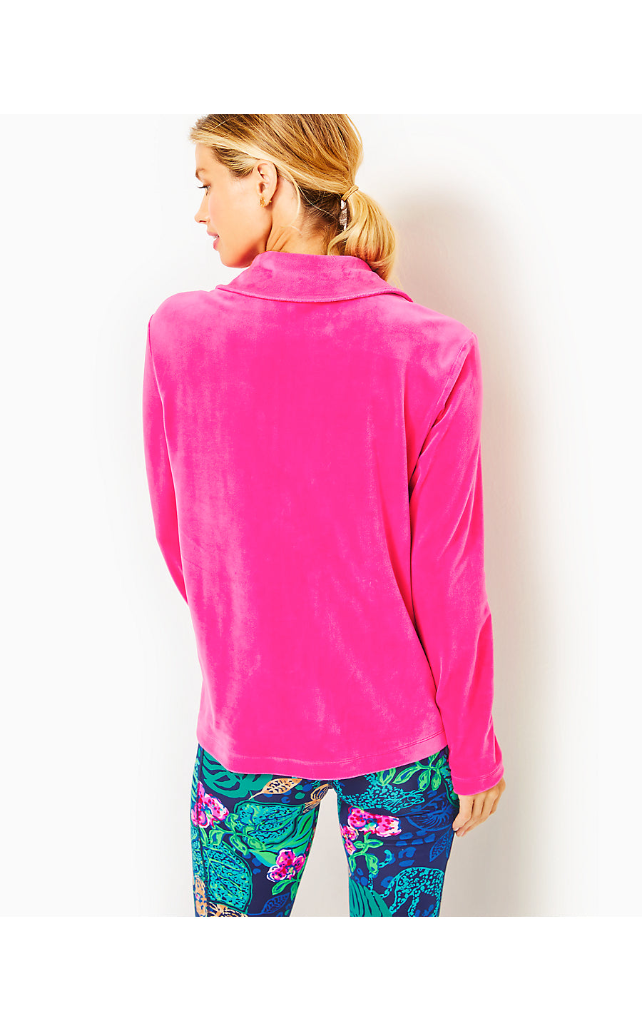 AUGUST VELOUR PULLOVER - PINK PALMS