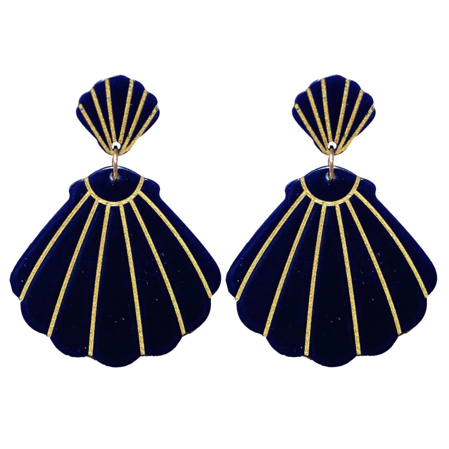 SHELL EARRINGS - NAVY