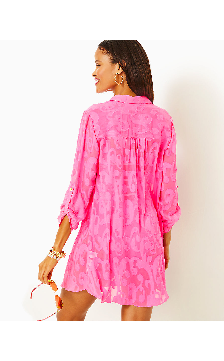 NATALIE COVERUP - ROXIE PINK - POLY CREPE SWIRL CLIP