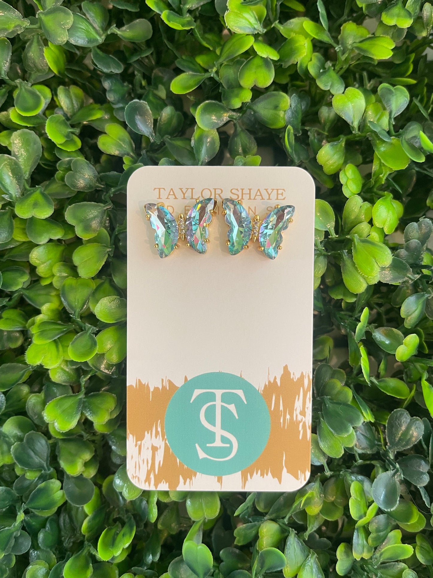 Crystal Butterfly Studs - BLUE