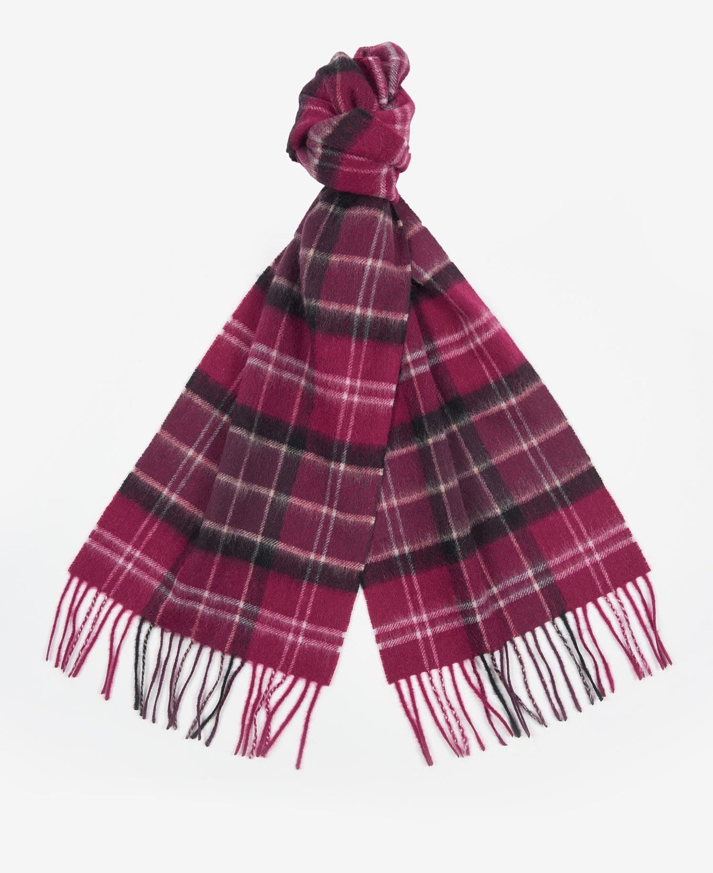 BARBOUR WOOL & CASHMERE TARTAN SCARF -WINTER RED