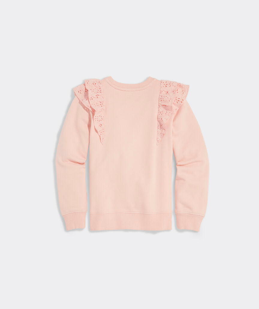 Girls' Eyelet-Sleeve Sweatshirt - Pink Blossom