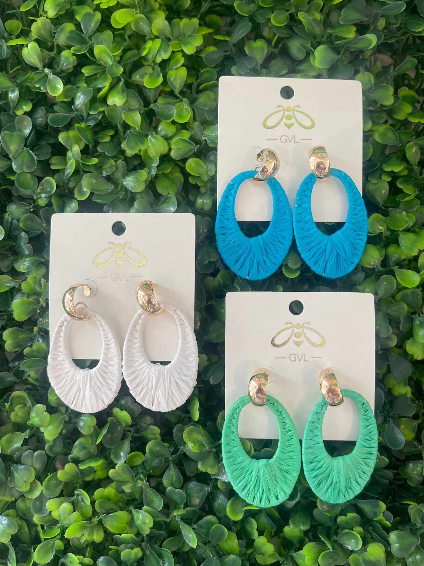 OVAL RAFFIA LINK EARRINGS