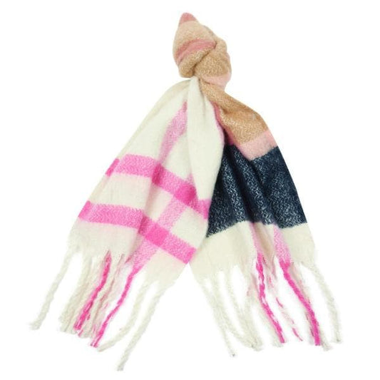 BARBOUR ISLA TARTAN SCARF- Pink Hessian