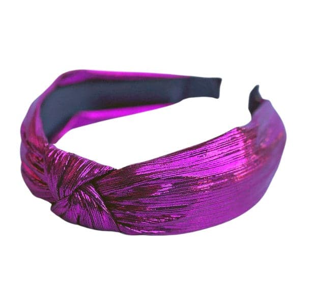 Fuchsia Pleated Metallic Knotted Headband