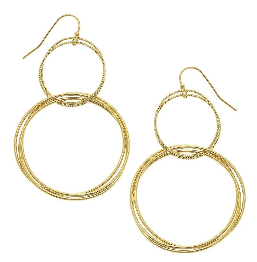 Double Rings Earrings - Gold