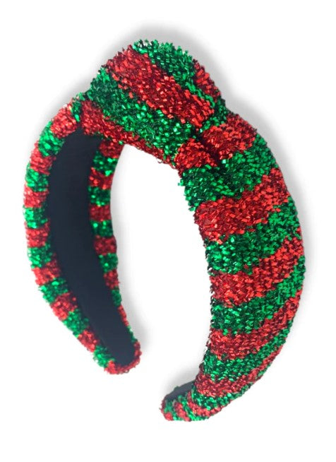 GREEN AND RED METALLIC STRIPED HEADBAND