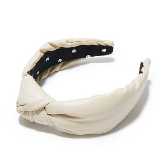 BISQUE FAUX LEATHER KNOTTED HEADBAND
