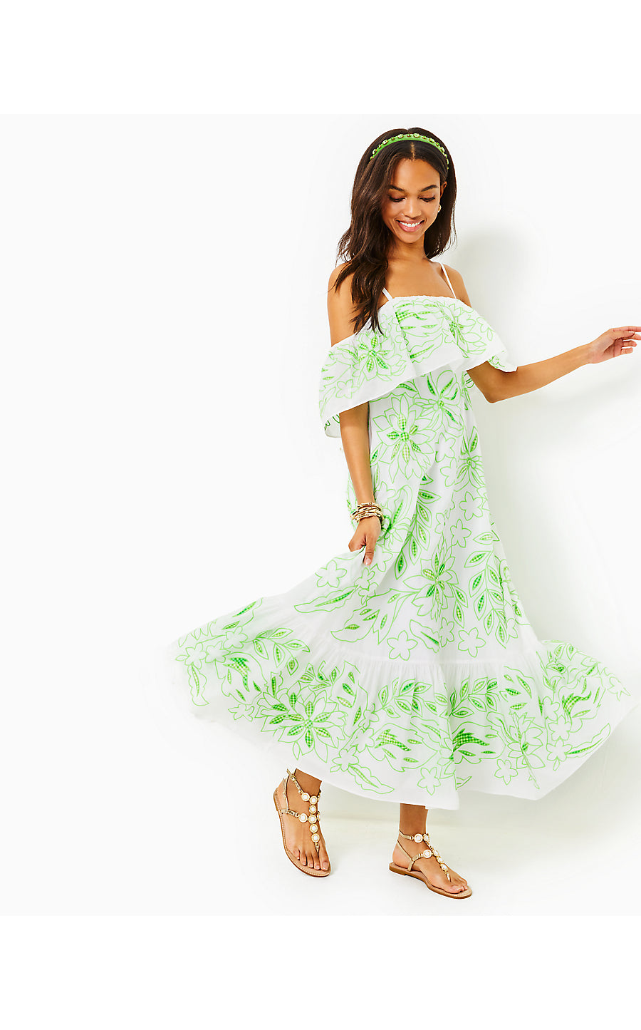 QUINLEE MAXI DRESS - ORB GREEN VISCOSE ORGANZA