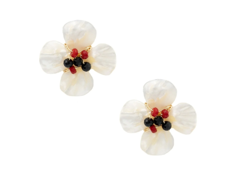 POPPY EARRING - RED AND BLACK ONYX