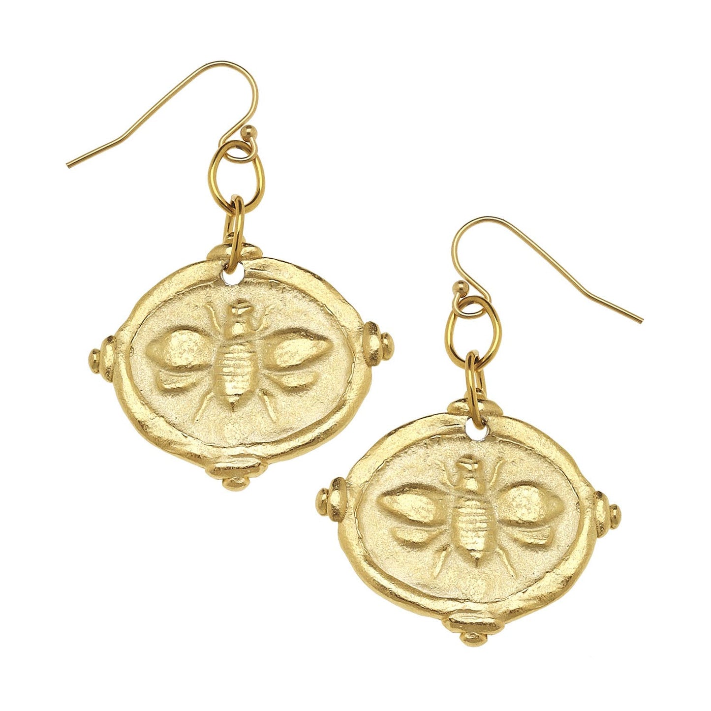 Gold Bee Intaglio Earrings