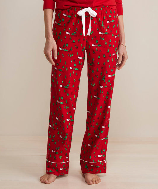 Flannel Pajama Pants - Tree Red