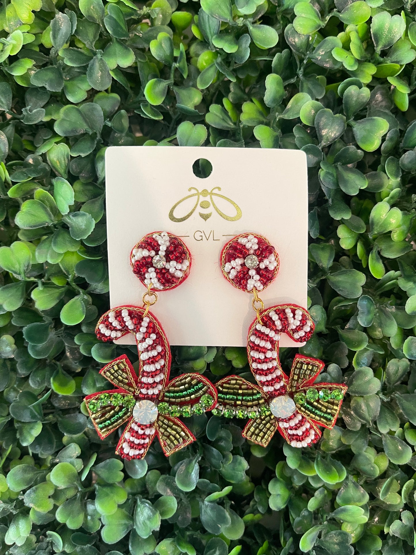 BOW CANDY CANE EARRINGS