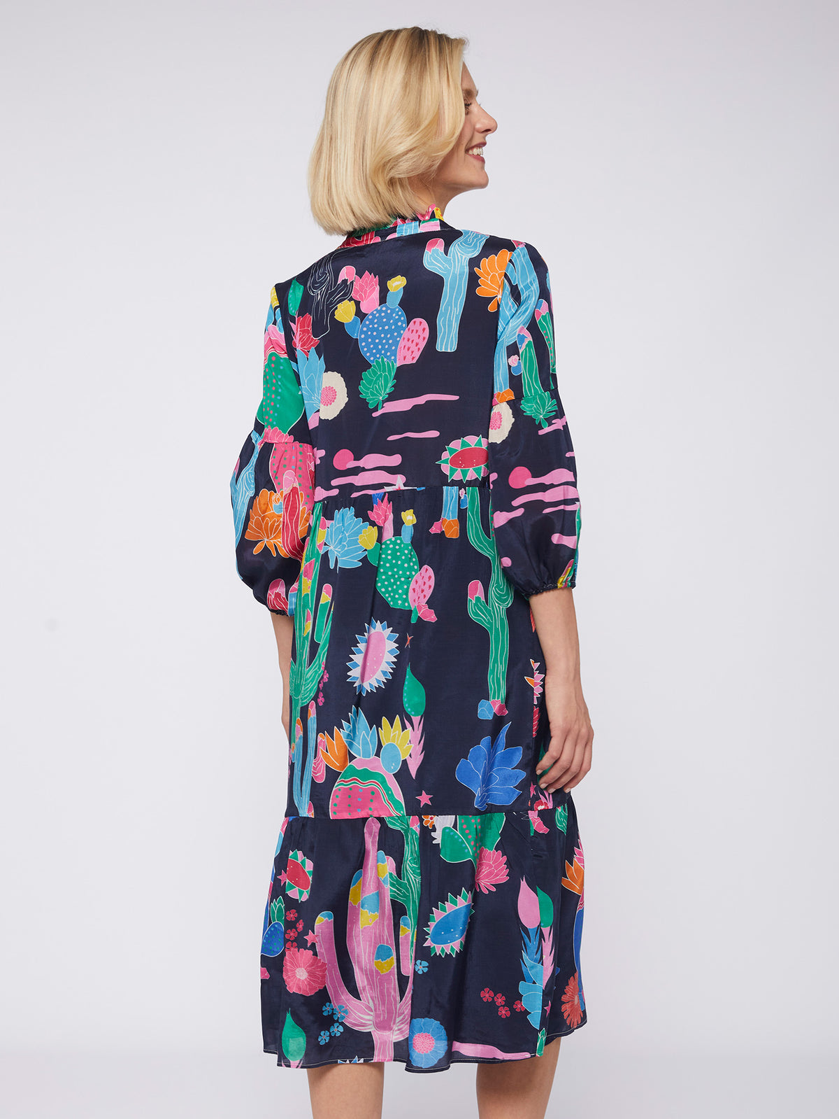 Catalina Dress - Cactus Navy Print