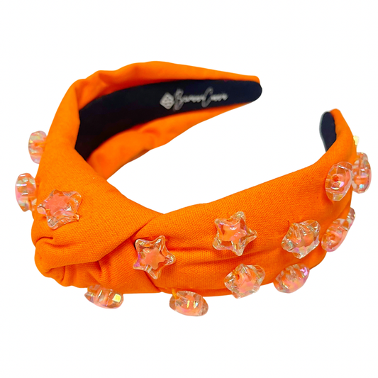 Orange Headband with Iridescent Stars